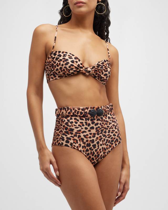Leopard Uganda High-Waisted Bikini Bottoms